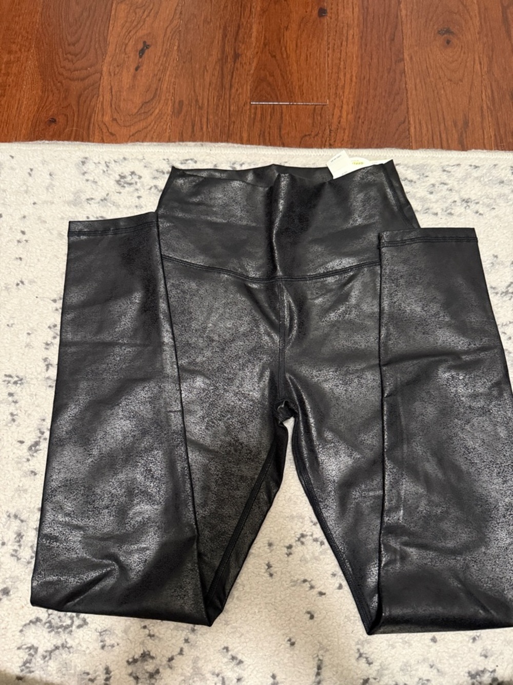 aerie Black Shiny Faux Leather Leggings
